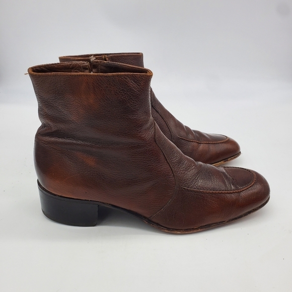 Vintage The Florsheim Shoes Men 11 D Essex Moc Toe Zipper Leather Ankle Boots - Picture 10 of 12